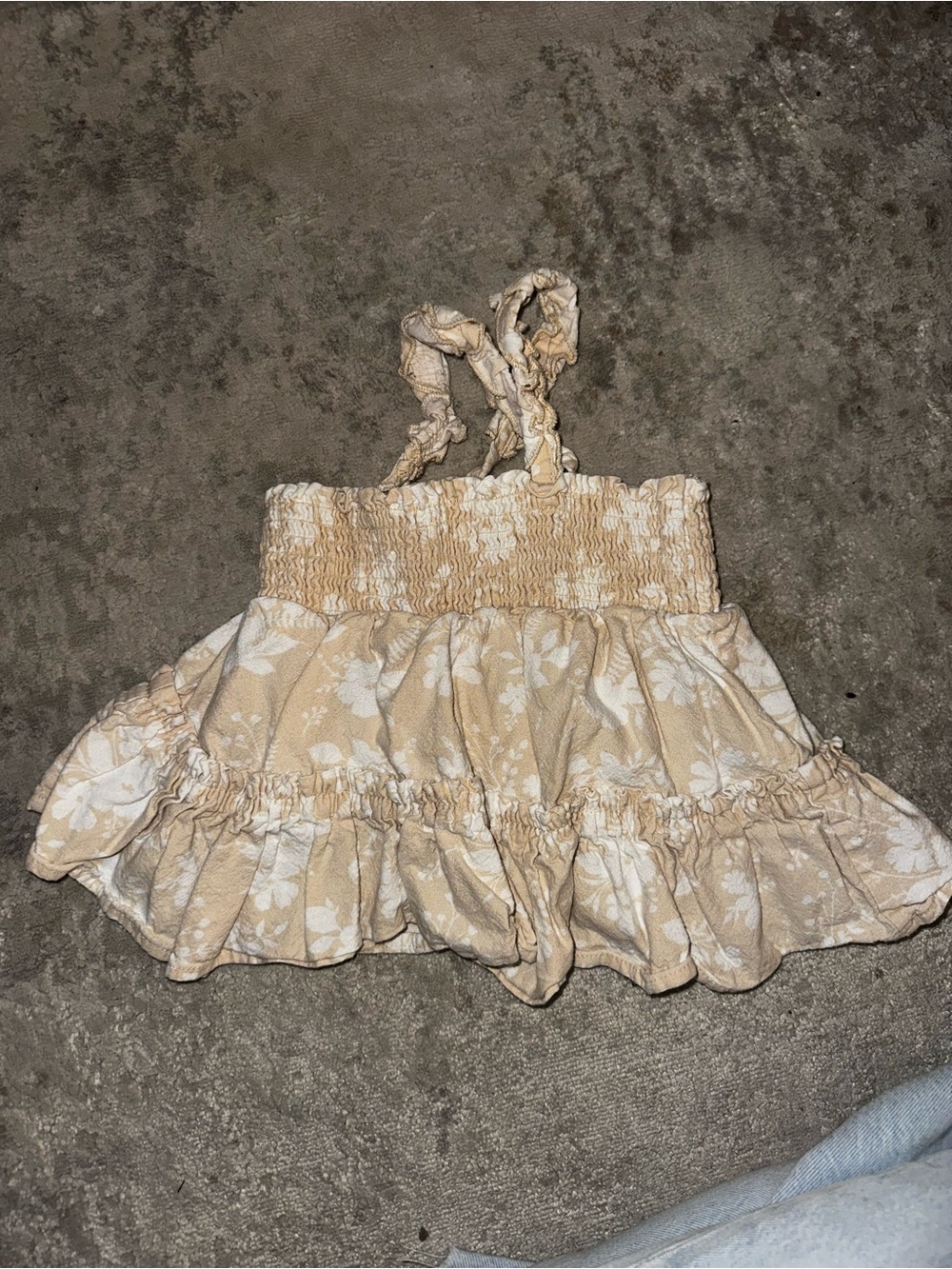Haute Hippie Cream Floral Smocked Tank Top